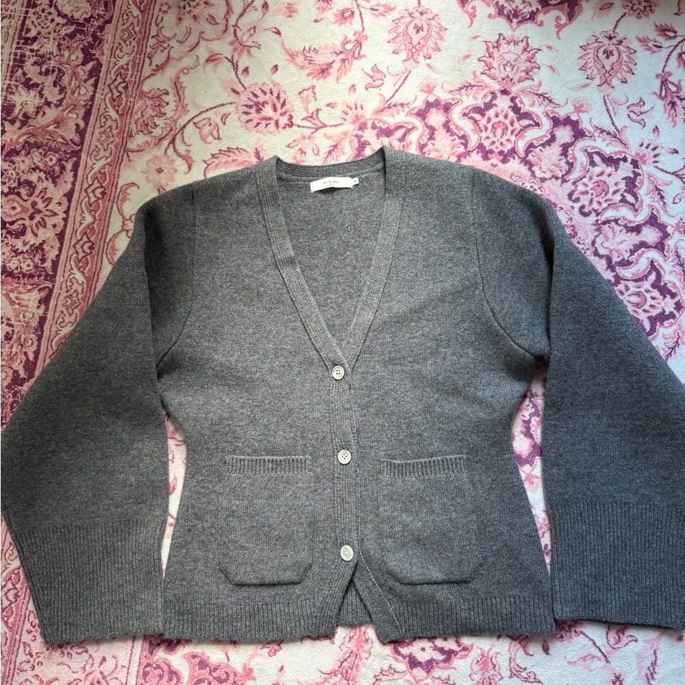 Charcoal Gray V-Neck Cardigan Sweater